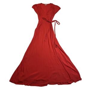 Amuse Society Beachscape V-Neck Short Sleeve Wrap Maxi Dress Size Small Casual